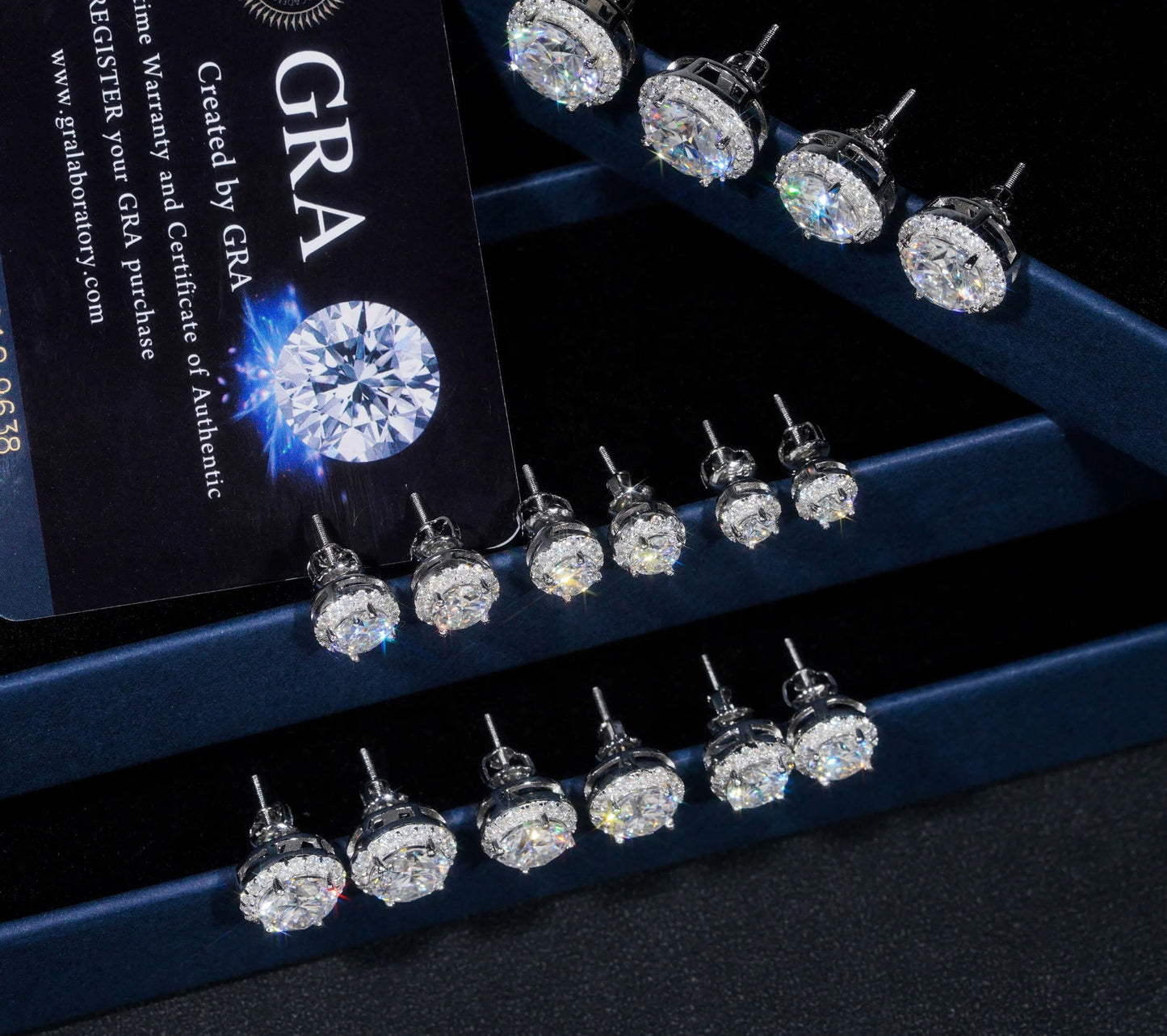 Hip-Hop Moissanite VVS Stud Earrings